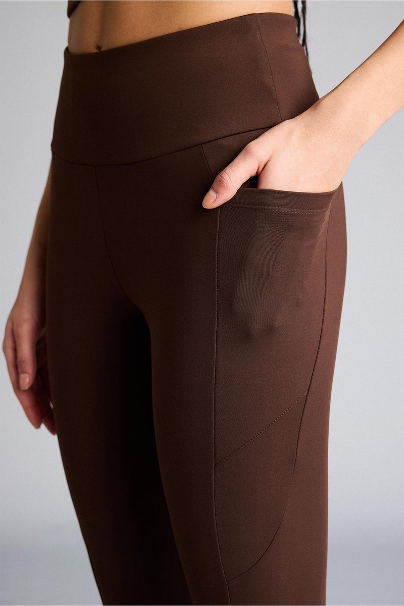 DeFacto Brown Woman High Waist Ankle Length Leggings Casual - Image 5